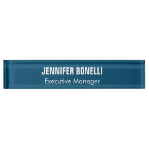 Placa De Nombre Minimalista profesional de color azul marino