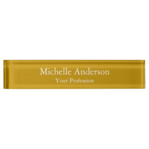 Placa De Nombre Minimalista Profesional Moderno Plata Dijon Amaril