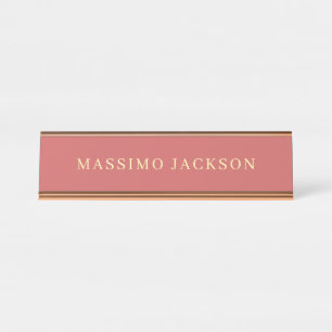 Placa De Nombre Minimalista Rojo Indio Aspecto Estético Moderno