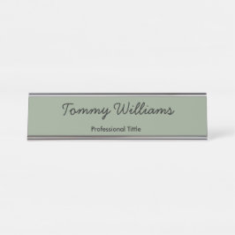 Placa De Nombre Minimalista Sage Green Profesional Simple