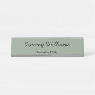 Placa De Nombre Minimalista Sage Green Profesional Simple