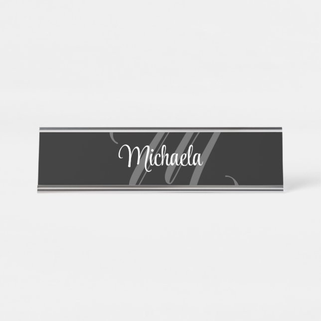 Placa De Nombre Minimalistic modern monogram initial name (Anverso)