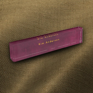 Placa De Nombre Mira de cuero personalizable en color granate