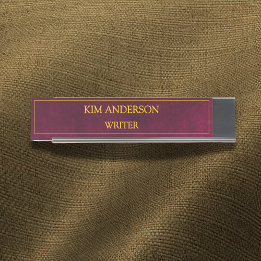 Placa De Nombre Mira personalizada de cuero color burdeos