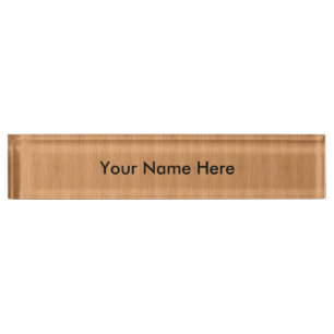Placa De Nombre Mirada de madera de bambú natural del grano