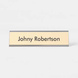 Placa De Nombre Mocasin Peachy Yellow Plain Elegant Profesional