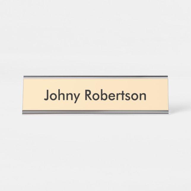 Placa De Nombre Mocasin Peachy Yellow Plain Elegant Profesional (Anverso)