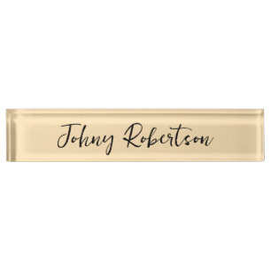 Placa De Nombre Mocasin Peachy Yellow Plain Elegant Profesional