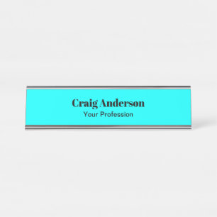 Placa De Nombre Moda azul ciano elegante profesional