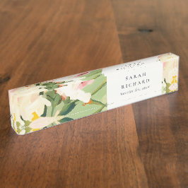 Placa De Nombre Moda Boho Colorful Green Pintado Floral