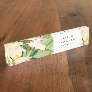 Placa De Nombre Moda Boho Colorful Green Pintado Floral
