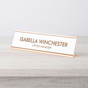 Placa De Nombre moda elegante con el nombre de oro de rosa blanco