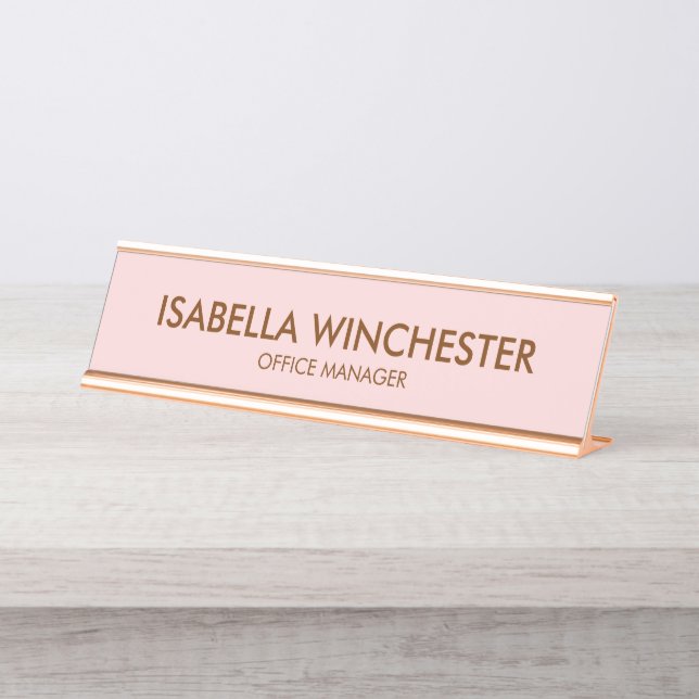 Placa De Nombre moda elegante con el título de nombre rosa rosa ro (Anverso)