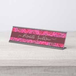 Placa De Nombre Moda Elegante Personalizado Profesional Floral
