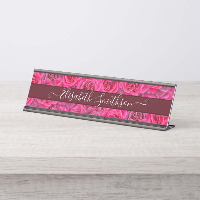 Placa De Nombre Moda Elegante Personalizado Profesional Floral (Anverso)