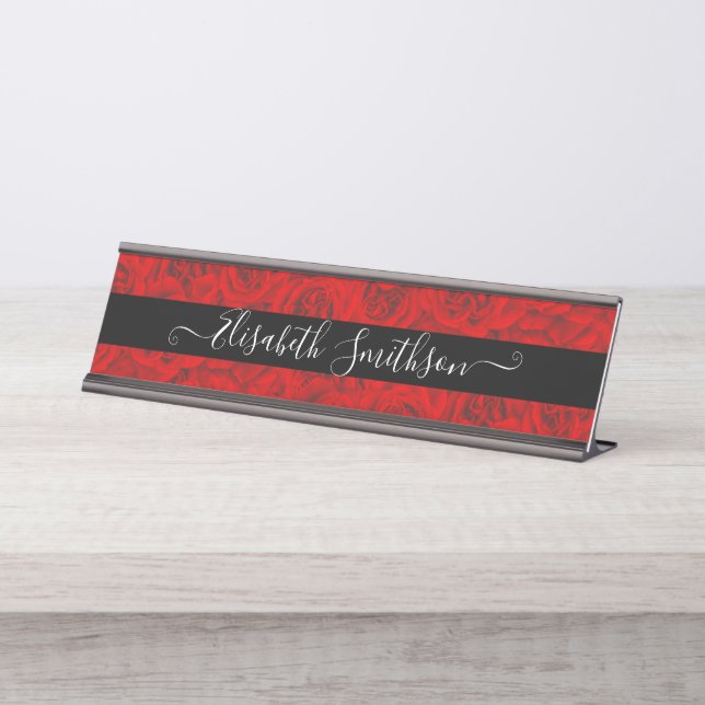 Placa De Nombre Moda Elegante Personalizado Profesional Floral (Anverso)