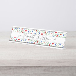 Placa De Nombre Moda Elegante Personalizado Profesional Floral