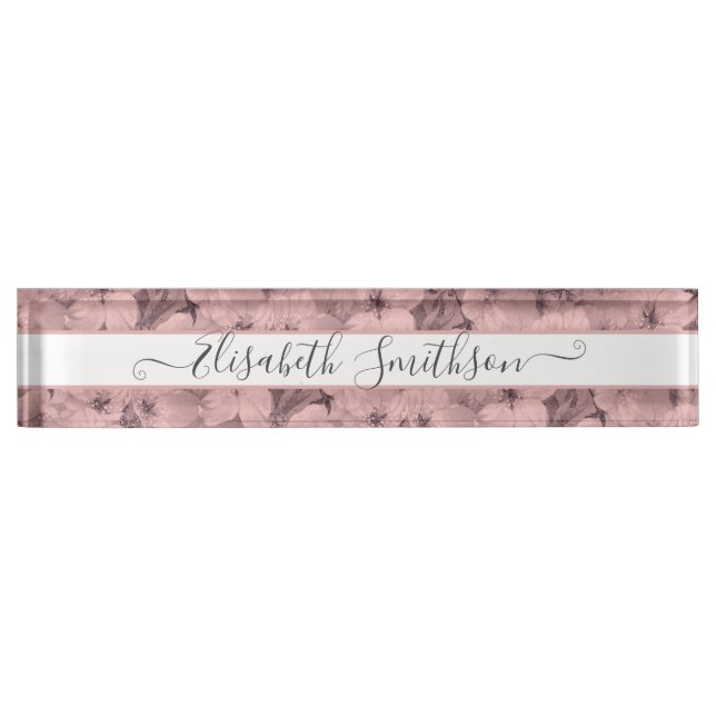 Placa De Nombre Moda Elegante Personalizado Profesional Floral (Anverso)