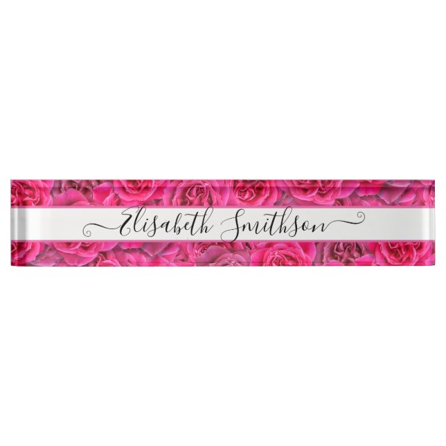 Placa De Nombre Moda Elegante Personalizado Profesional Floral (Anverso)