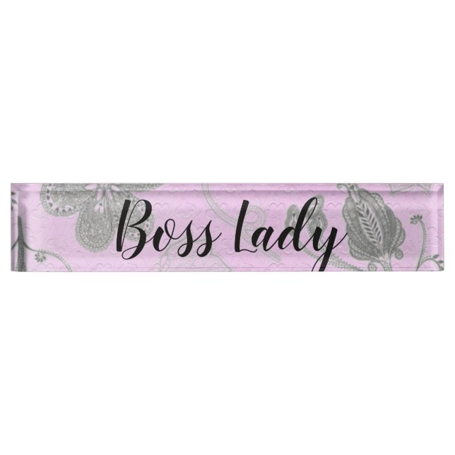 Placa De Nombre Moda Floral "Boss Lady" (Anverso)