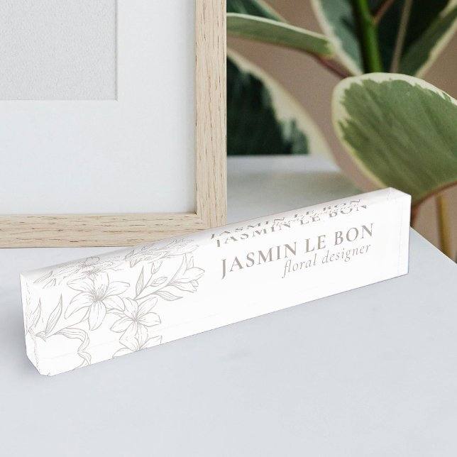 Placa De Nombre Moda Mínimo Mostrador Floral (Subido por el creador)