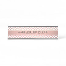 Moda Moderno Rosa Dorado Chevron Monogramado