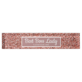 Placa De Nombre Moda Purpurina Rosa de oro de Boss Lady Personaliz