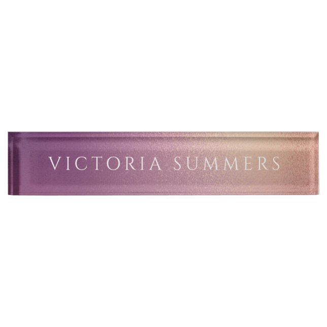Placa De Nombre Moda Shimmer Purple Ombre (Anverso)