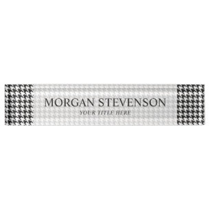 Placa De Nombre Modelo blanco y negro de Houndstooth