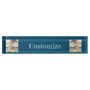 Placa De Nombre Modelo de bikini rubio de rodilla Thunder_Cove