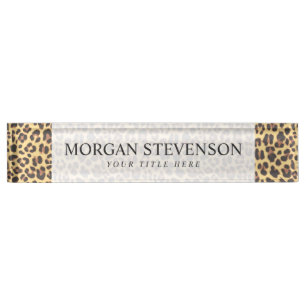 Placa De Nombre Modelo de la piel animal del estampado leopardo