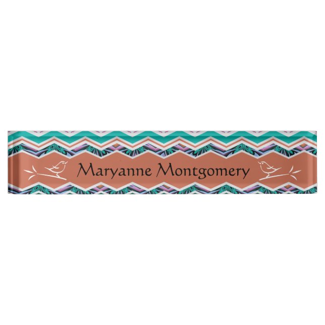 Placa De Nombre Modelo de zigzag único de los pájaros de la (Anverso)