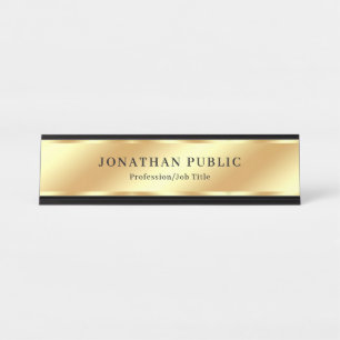 Placa De Nombre Modelo elegante y negro dorado lujoso