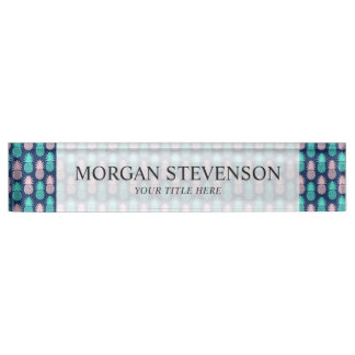 Placa De Nombre Modelo tropical azul verde azulado rosado femenino