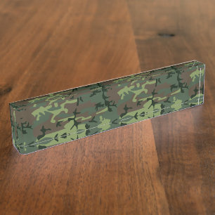 Placa De Nombre Modelo verde de Camo Brown del camuflaje