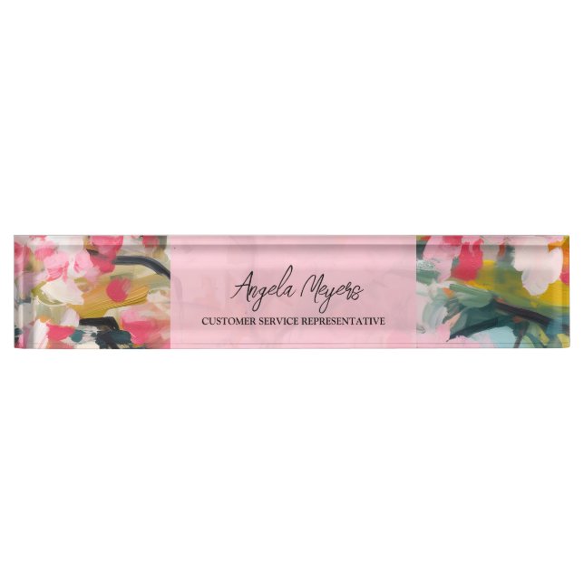 Placa De Nombre Modern Botanical Abstract Floral Personalized (Anverso)