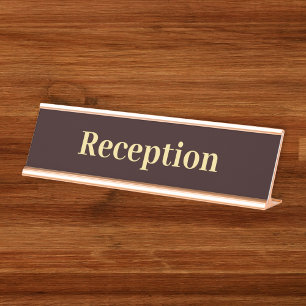 Placa De Nombre Modern Brown Gold Professional Office Recepción