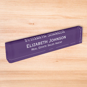 Placa De Nombre Modern Dark Purple Profesional Business Executive