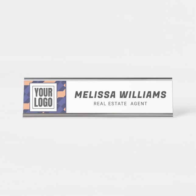 Placa De Nombre Modern Geometric Interlocking Pattern  (Anverso)