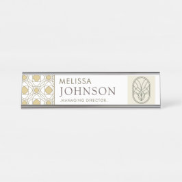 Placa De Nombre Modern Gold Geometric Desk Name Plate