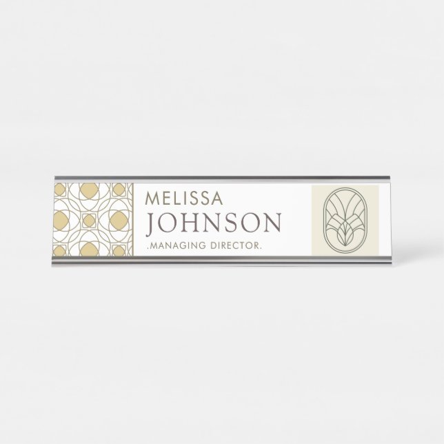 Placa De Nombre Modern Gold Geometric Desk Name Plate (Anverso)