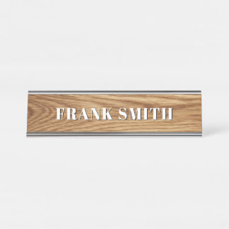 Placa De Nombre Modern Name Oak Wood Photo