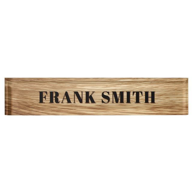 Placa De Nombre Modern Name Oak Wood Photo (Anverso)