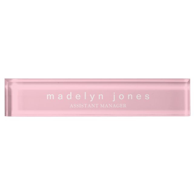 Placa De Nombre Modern Personalized Cotton Candy Pink (Anverso)
