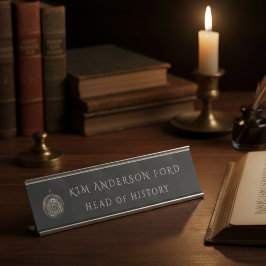 Placa De Nombre Modern Professional Elegant Matte Black Obsidian