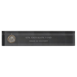 Placa De Nombre Modern Professional Elegant Matte Black Obsidian