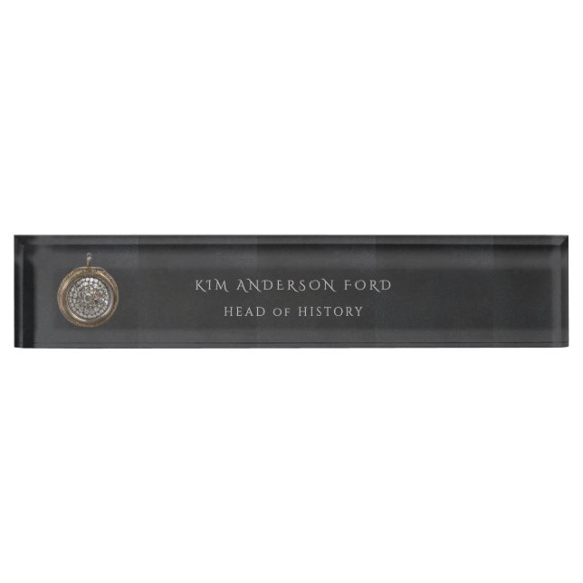 Placa De Nombre Modern Professional Elegant Matte Black Obsidian (Anverso)