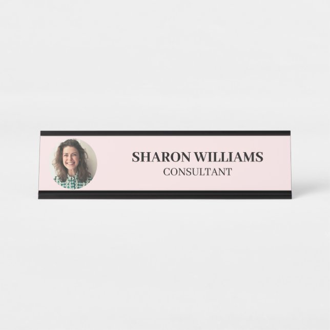 Placa De Nombre Modern Simple Professional Custom Employee Photo (Anverso)