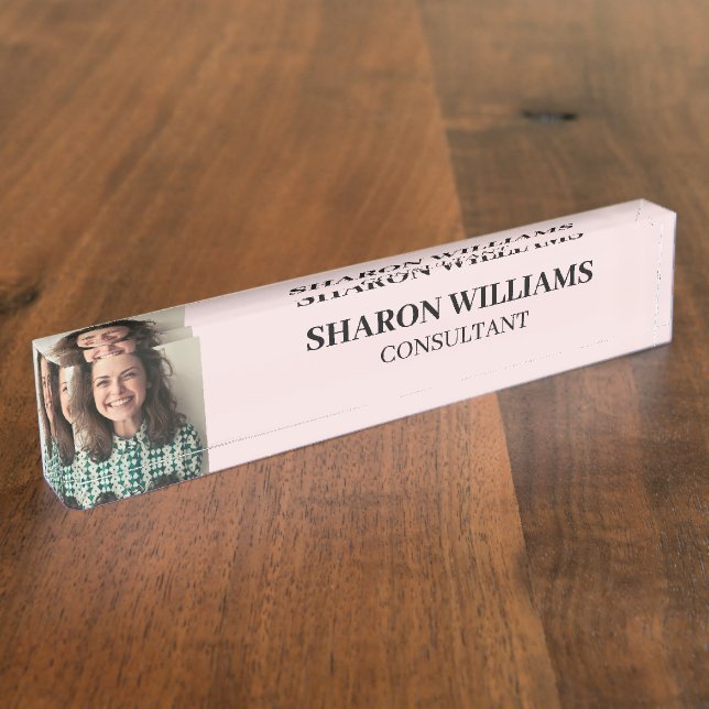 Placa De Nombre Modern Simple Professional Custom Photo Executive (Lateral)