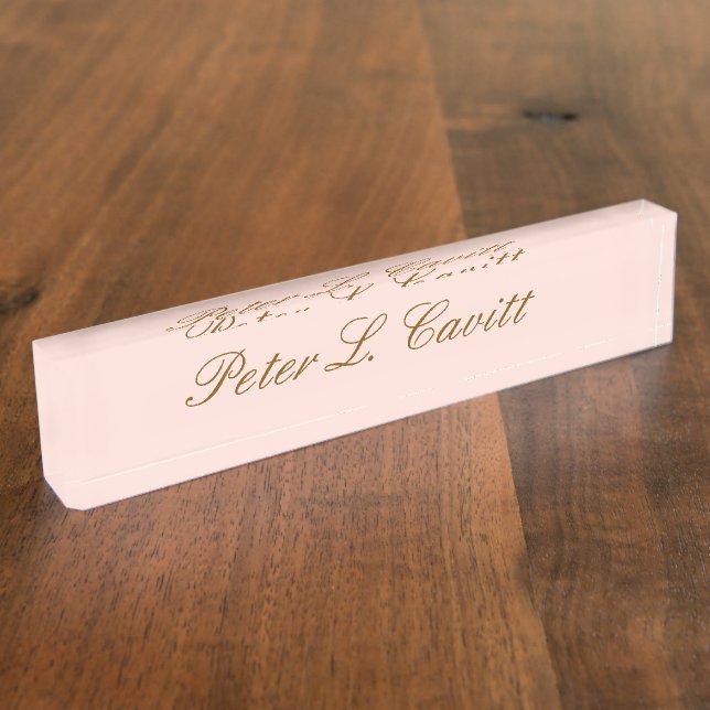 Placa De Nombre Modern Stylish Custom Name Desk Plate (Lateral)